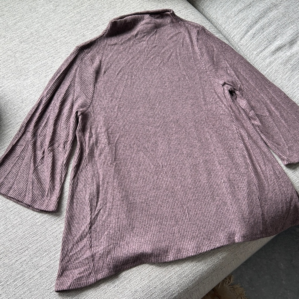 Bobeau Mauve rose Ribbed funnel neck nwt medium